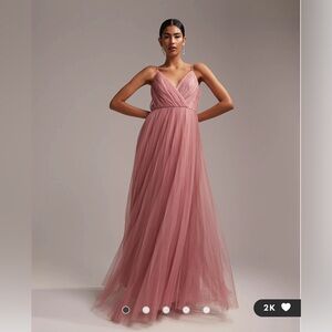 ASOS DESIGN Bridesmaid cami pleated tulle maxi dress